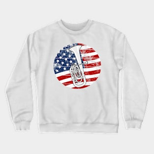 Tenor Horn USA Flag Hornist Brass Musician 4th July Crewneck Sweatshirt